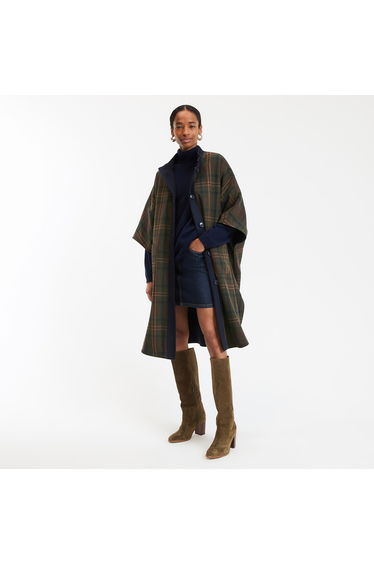 Checked Reversible Cape Coat