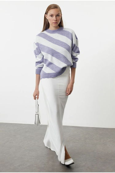 Lilac Striped Knitted Sweater