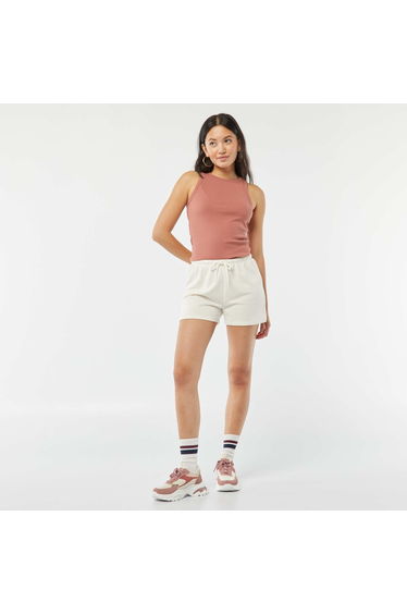 Sweatshirt fabric shorts WHITE
