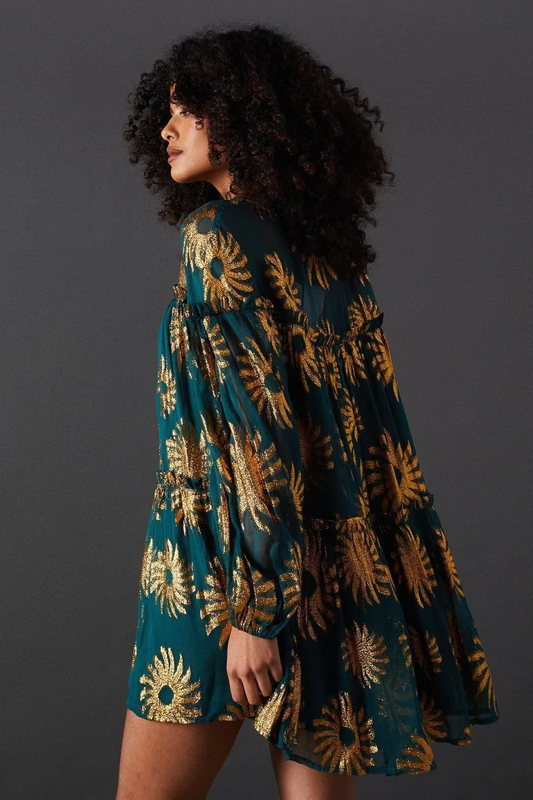 metallic smock dress Vintage Indian Gauze 70s Lurex Dress M, Metallic Gold Thread Smock Ethnic Summer Tunic