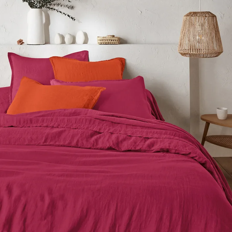 شرشف سرير كتان مغسول بحواف مطاطية لمراتب بإرتفاع 30سم - 1