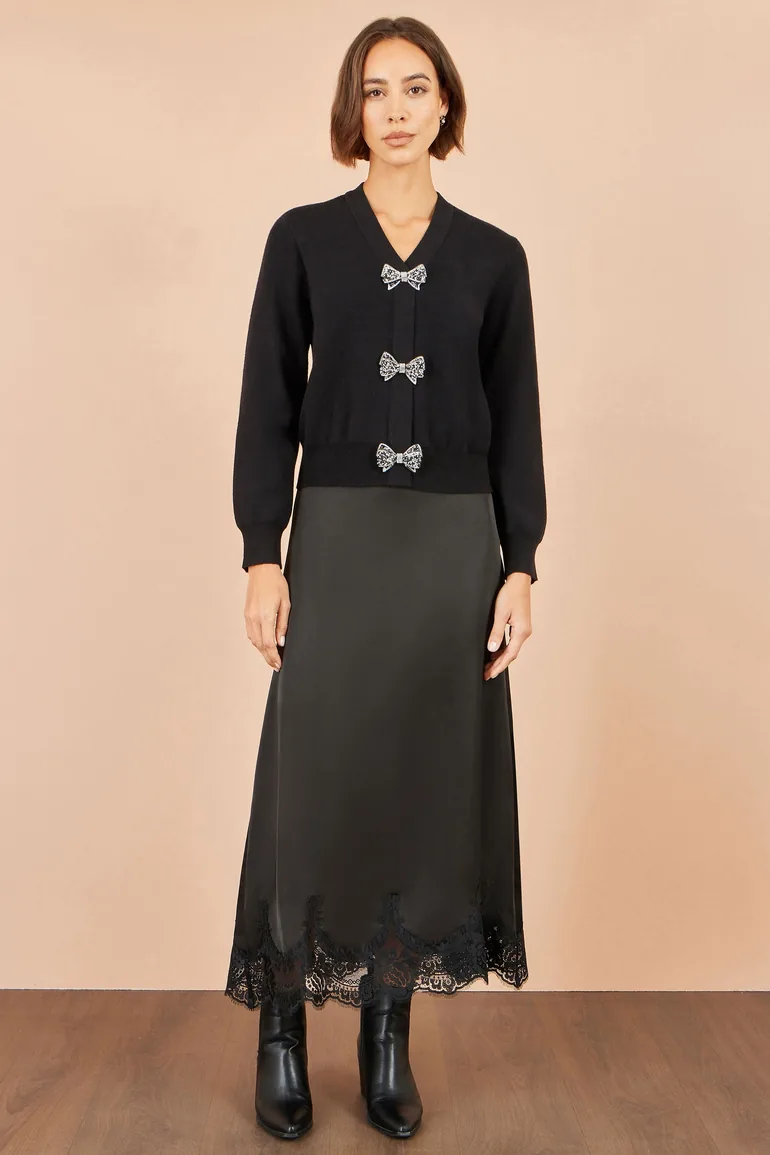 كارديغان يومي أسود بأكمام طويلة