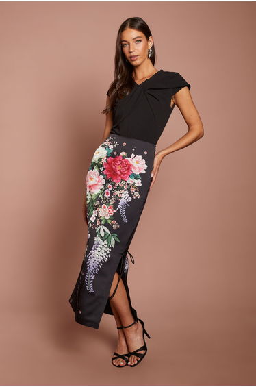 Printed Satin Skirt