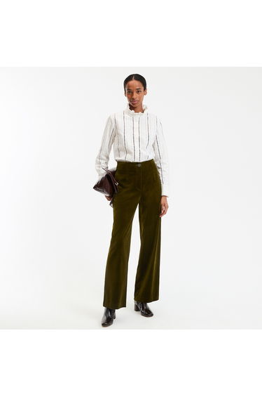 Eulalie Signature Trousers with Wide Leg in Smooth Velour
