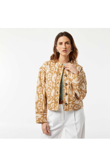 Printed quilted jacket BEIGE
