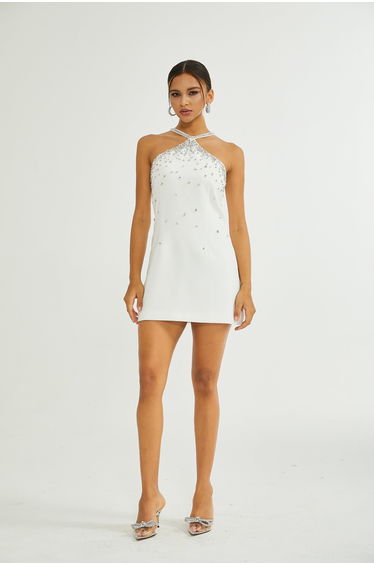 Xanthea white embellished mini dress