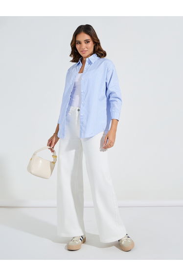 Oversized Basic Shirt with Button Placket