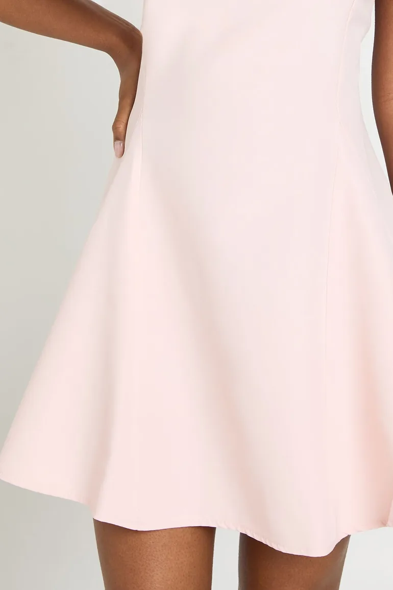 Tailored Puff Sleeve Shift Dress - baby pink - 3