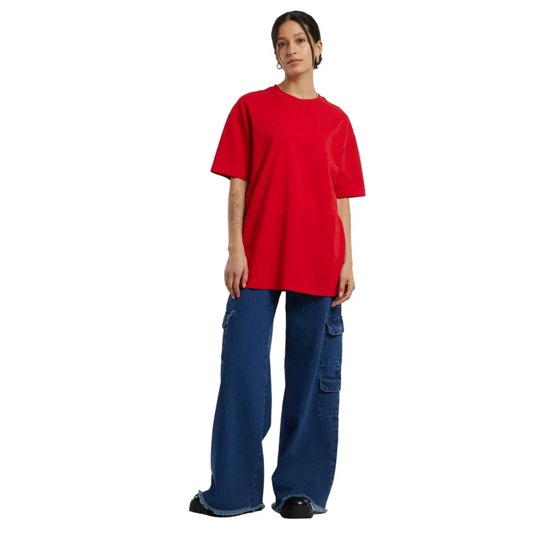 Build Your Brand T-Shirt Donna Oversize Corta – Cotone Morbido – Basic Streetwear – Colore Unico