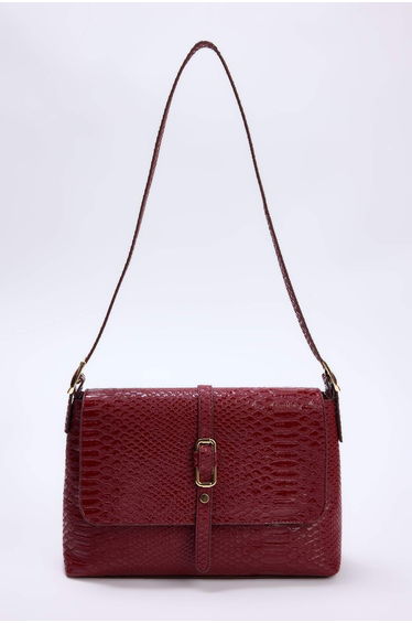 Red Metallic Detailed Women's Medium Size Mini City Shoulder Bag