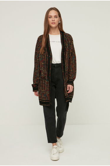 Black V-Neck Knitwear Cardigan