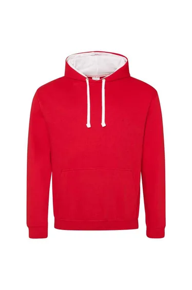 Awdis Womens/Ladies Varsity Hoodie - Fire Red/Arctic White