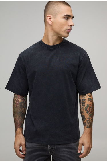 Essential Washed Regular Heavyweight T-Shirt - washed black