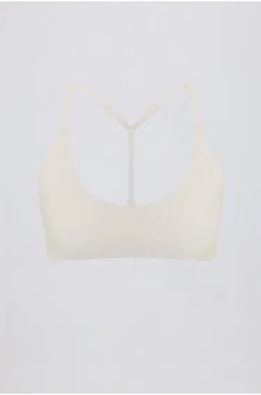 Soft Active Racerback Sports Bra in Cream