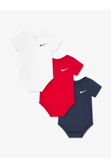 Baby Girls 3 Pack Swoosh Bodysuit Set in Multicolour
