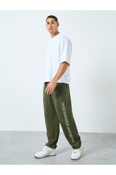 Men Slogan Print Relaxed Fit Terry Joggers
