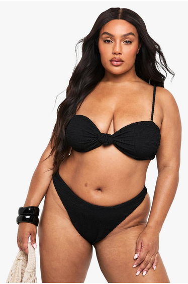 Plus Crinkle High Waist Bikini Brief - black