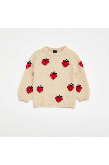 Patterned Knit Sweater BEIGE