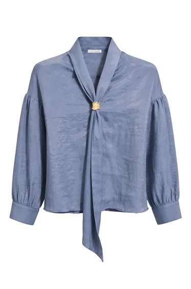 MIXRAY V-Neck Tie Detail Blouse