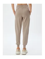 Jogger Sweatpants High Waist Lace-Up Pocket Stitched Detail Modal Blend - 3