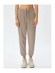 Jogger Sweatpants High Waist Lace-Up Pocket Stitched Detail Modal Blend - 2