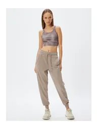 Jogger Sweatpants High Waist Lace-Up Pocket Stitched Detail Modal Blend