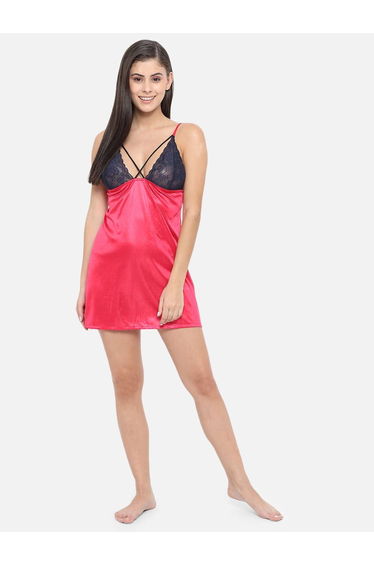 Lace Insert V Neck Strappy Babydoll
