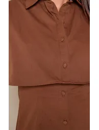 Brown Overlay Detail Shift Dress - 3