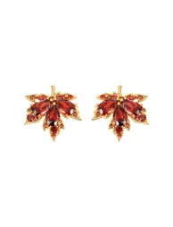 Sparkling Rhinestone Maple Leaf Stud Earrings