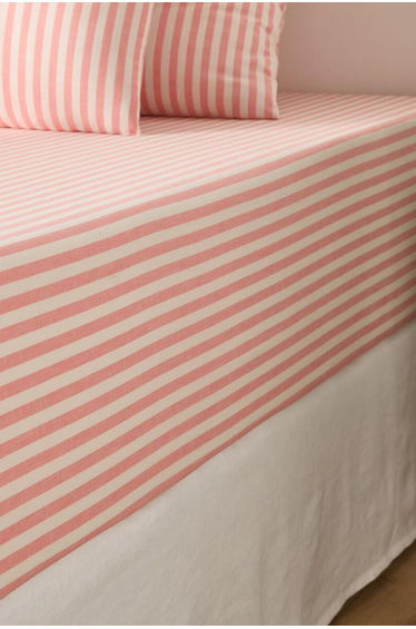 Soizic Peach Cotton Fitted Sheet with 30cm Flap
