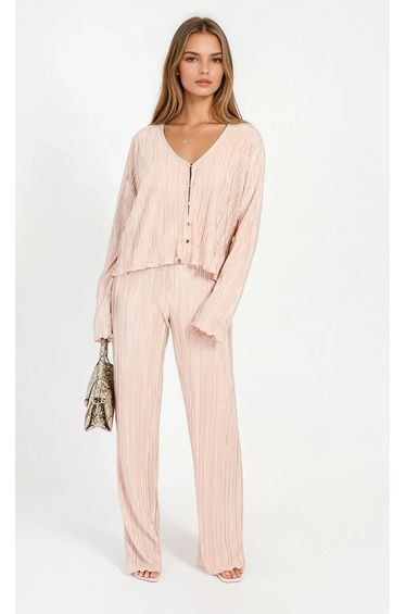 Champagne Plisse Top