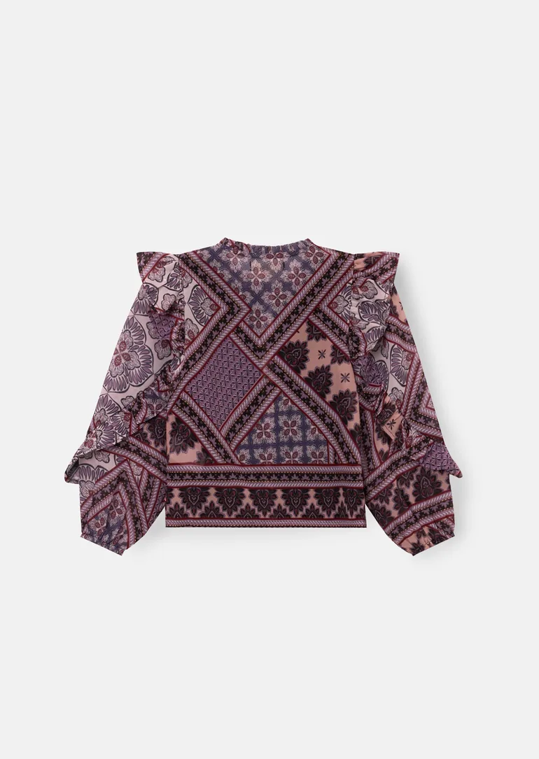 Adrienne Frill Sleeve Boho Print Blouse - 5