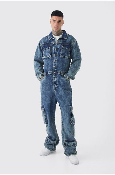 Tall Oversized Denim Boilersuit - vintage blue