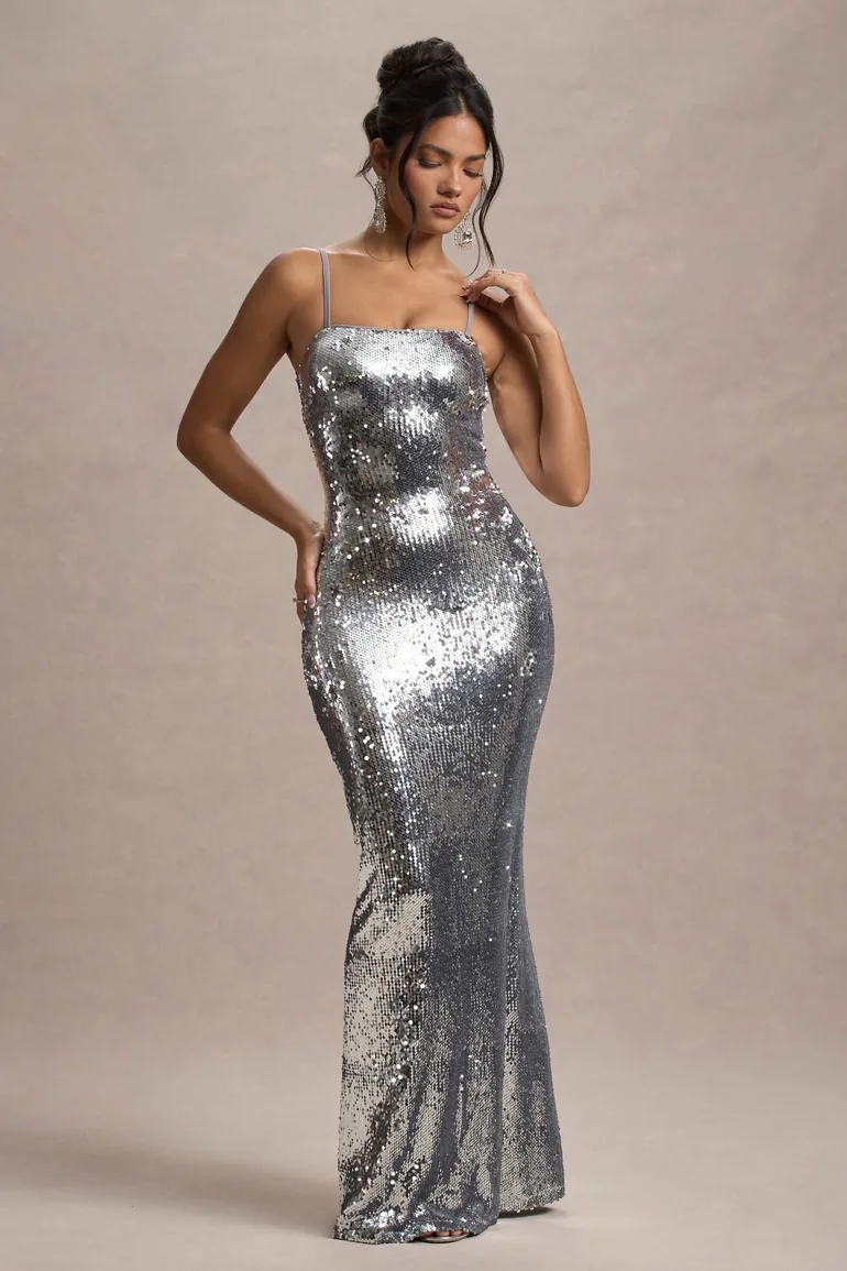 silver sequin strappy dress Encore Strapless Sequin Mini Dress Silver