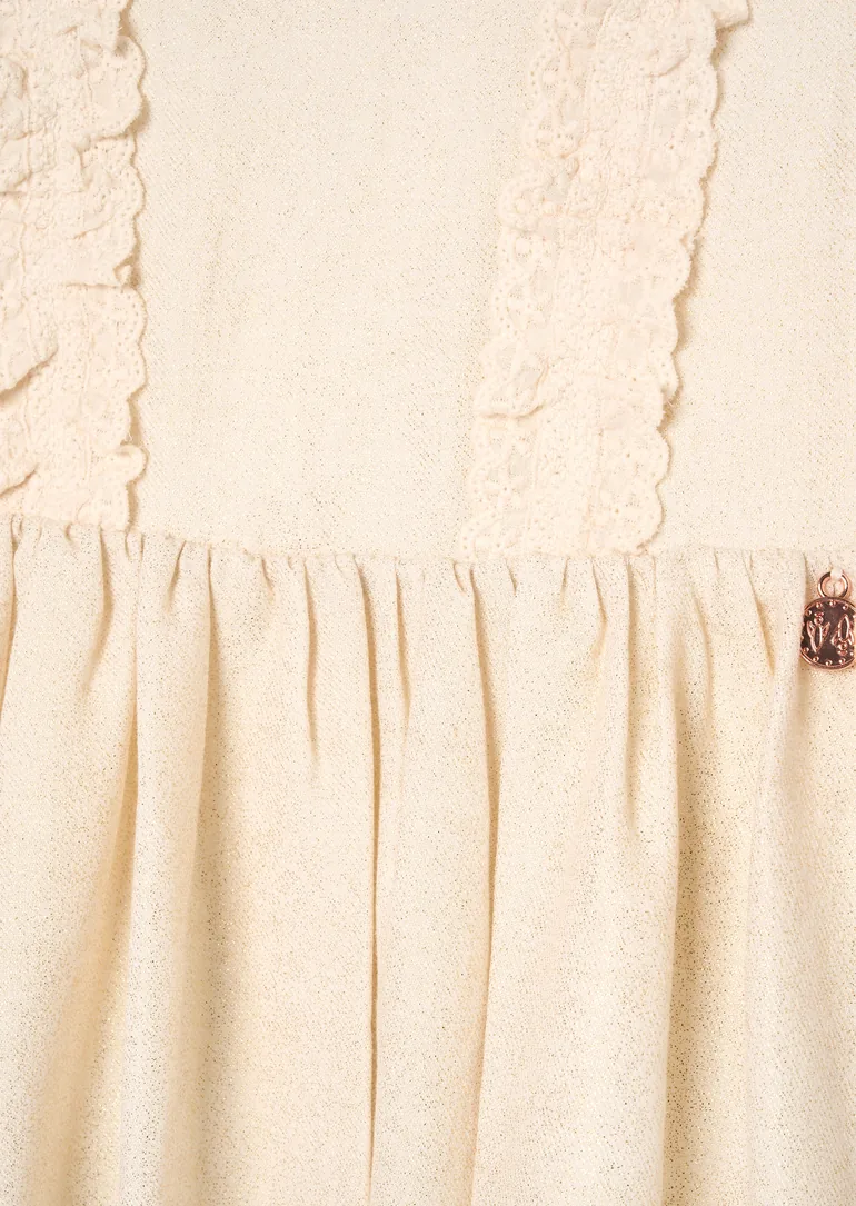 Ava Metallic Shimmer Linen Lace Trim Dress - 6