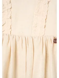 Ava Metallic Shimmer Linen Lace Trim Dress - 6