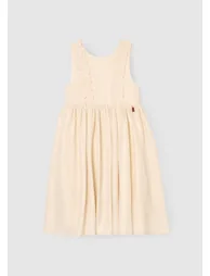 Ava Metallic Shimmer Linen Lace Trim Dress - 4