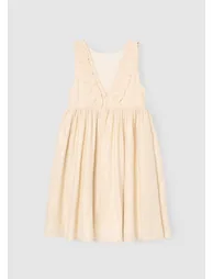 Ava Metallic Shimmer Linen Lace Trim Dress - 5