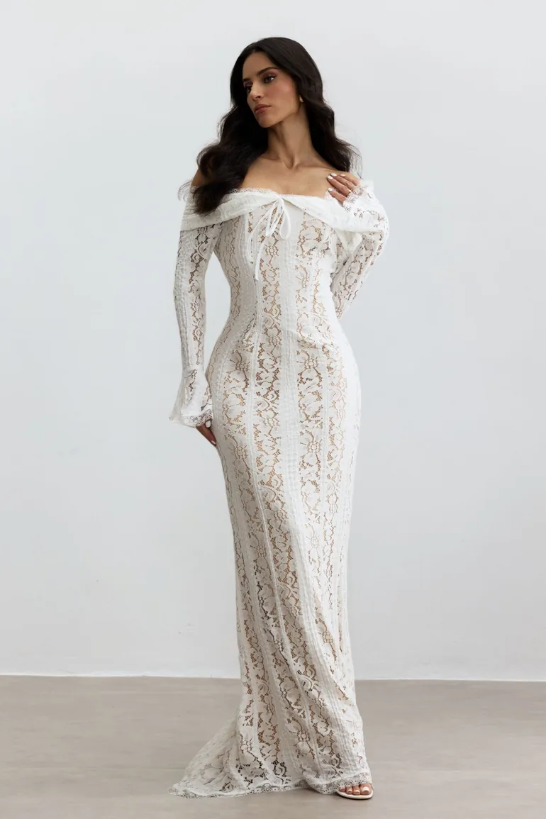 Emily Off Shoulder Lace Maxi Dress - 2