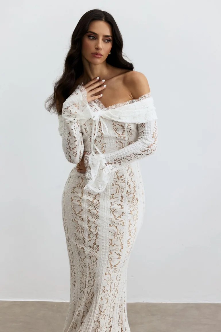 Emily Off Shoulder Lace Maxi Dress - 1