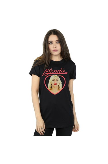 Blondie Womens/Ladies Heart Face Cotton Boyfriend T-Shirt - Black