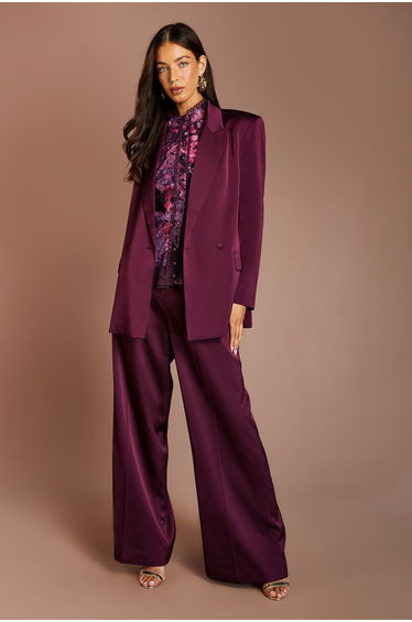 Lisa Tan Satin Trim High Waist Trouser