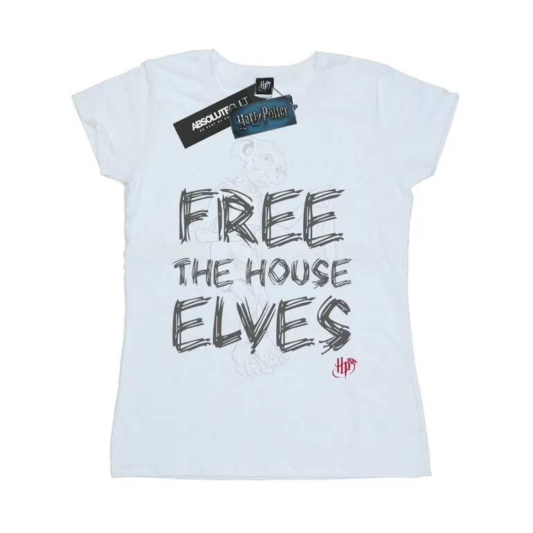 Harry Potter Womens/Ladies Dobby Free The House Elves Cotton Boyfriend T-Shirt - White - 1