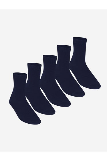 Zeco Kids School Turnover Top Socks (5 Pack) in Navy