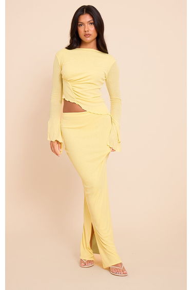 Lemon Burnout Mesh Maxi Skirt