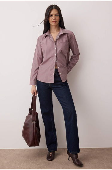 Burgundy striped oversize/wide fit shirt