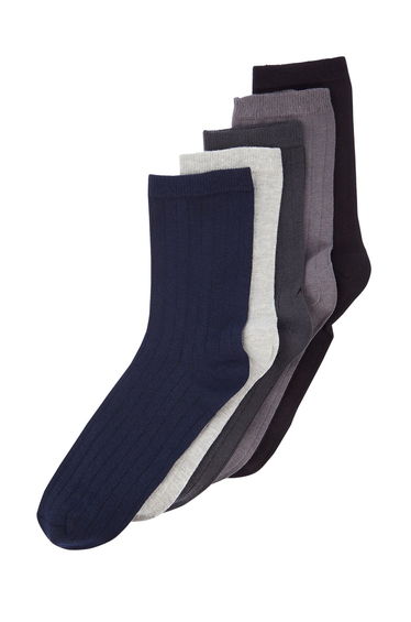 Men's Multicolored Cotton 5-Pack Textured Crewneck Socks .