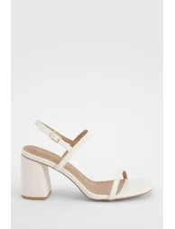 حذاء بسيور مزدوجة بإبزيم خلفي بكعب عريض - 1