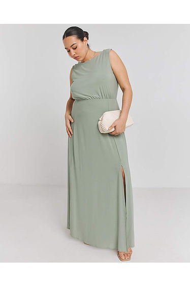 Sage Cowl Back Maxi Dress