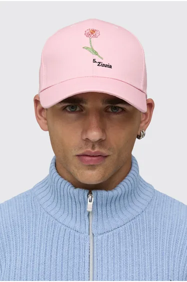 Rose Embroidered Country Manor Cap - pink